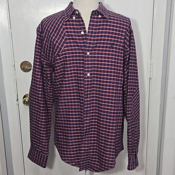 Ball And Buck The Hunters Shirt Plaid Button Up 100% Cotton Size Large Blue Red - Picture 1 of 10